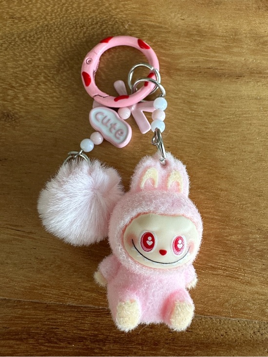Accessories - Pink Plush Bunny Keychain Charm - Cute key charm bag charm Accessory